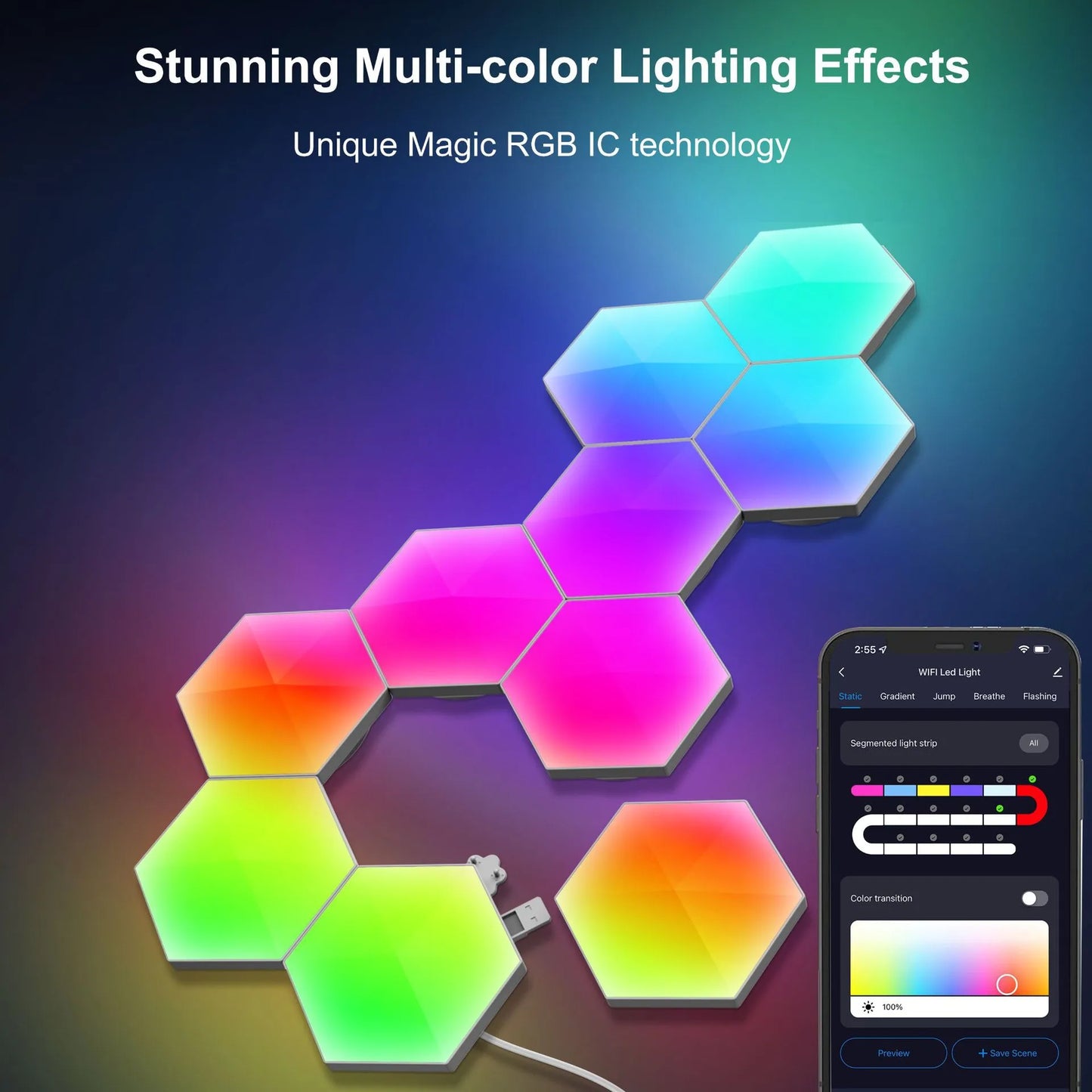 RGB LED Hexagonal Quantum Lamp